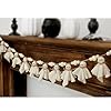 7Ft Cute Halloween Ghost with Wooden Beads Garlands, Handmade Rustic Halloween Banner for Wall Home Indoor Outdoor Spring Decor Supplies, White