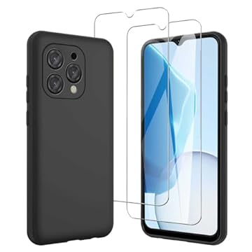 JDXHFF Cover Compatibile con Doogee N55 Plus/Doogee N55 / Doogee N55 Pro (6.56") e 2 Pezzi Pellicola Protettiva in Vetro Temperato - Nero Morbido Silicone Custodia Protettivo TPU Protezione Case
