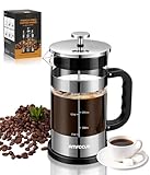 French Press Coffee Maker - 21OZ Classic Glass Coffee Press, Heat-resistant Borosilicate Glass Coffee Pot with 4-Level Disassemble Filters, Portable Cold Brew Coffee Maker for Travel Home Gift(Sliver)