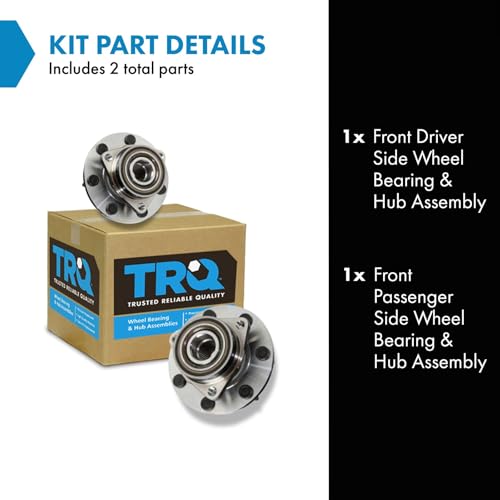 Image of TRQ 2 Piece Front Wheel Bearing & Hub Assembly Set 4WD Compatible with 1997-2003 Ford F-150 2004 F-150 Heritage 1997-1999 F-250 1997 F-250 HD