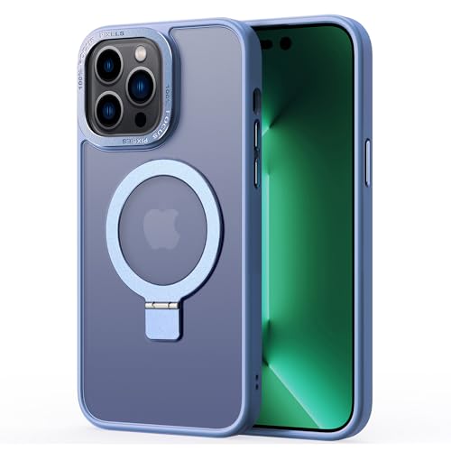 FAOMSEBS Magnetica Senza Bordo per Cover iPhone 14 Pro, Compatibile con MagSafe [Protettore per Lenti Fotocamera](Sensazione di Metallo Nudo) Magnetico Sottile Custodia per iPhone 14 Pro 6,1'', Blu