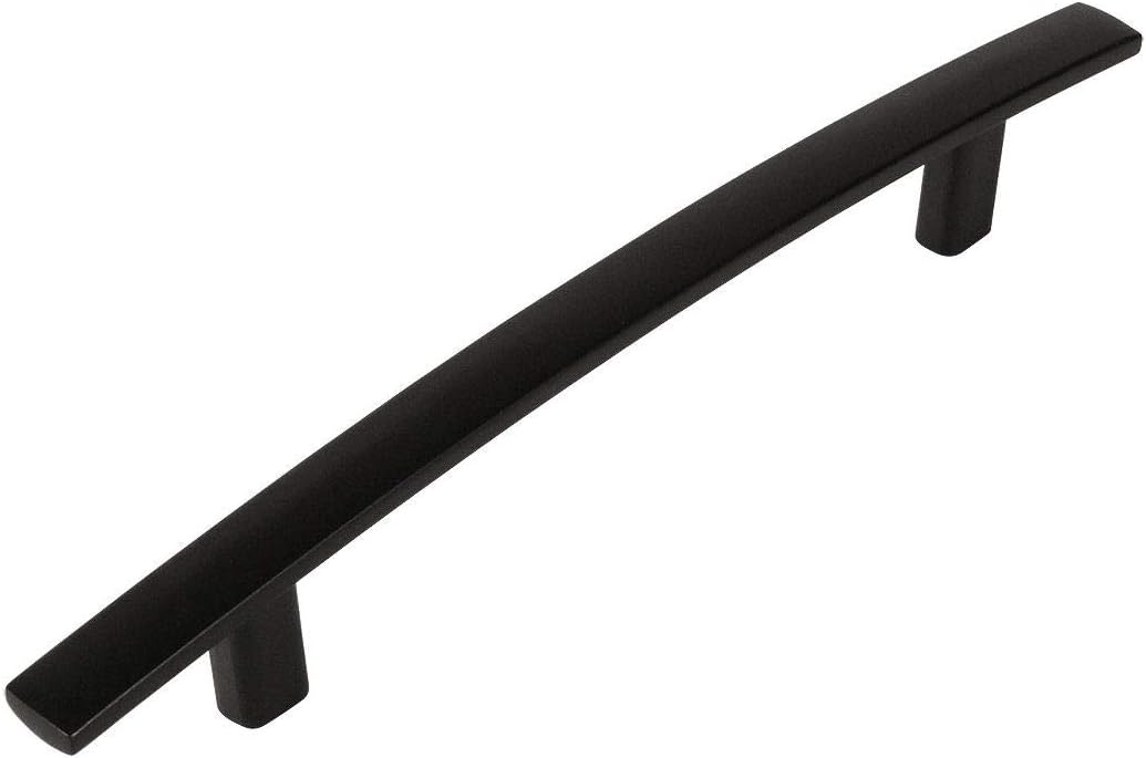 10 Pack - Cosmas 2363-128FB Flat Black Subtle Arch Cabinet Hardware Handle Pull - 5" Inch (128mm) Hole Centers