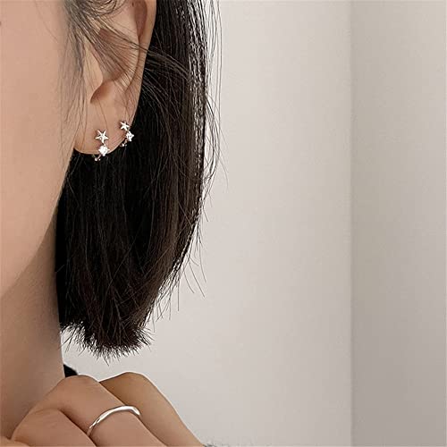 18g Tiny Star Hoop Earrings 925 Sterling Silver CZ Small Hoops Cuff Cartilage for Women Girls Hypoallergenic Cubic Zirconia Huggie Sleeper Piercing Jewelry Dainty Cute Gifts for Daughter Niece 8mm (Silver)4