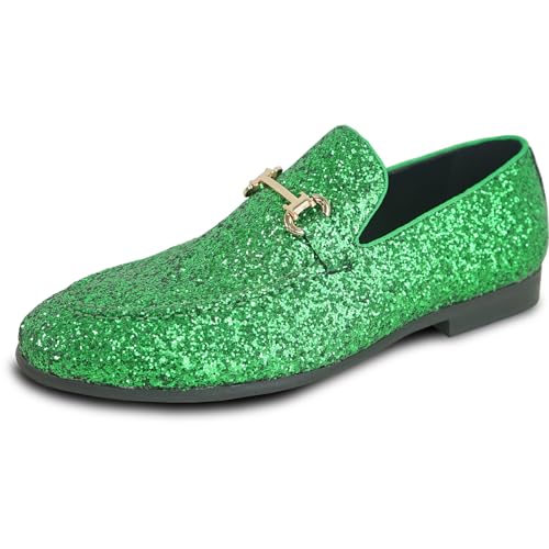 Image of bravo! Men Dress Shoe Prom Slip-on Loafer Lace-up Oxford Cap Toe Metallic Glitter for Wedding Prom Black Blue Green Gold Pink Pewter Purple Silver Red
