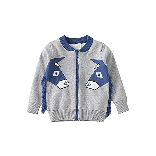 FORESTIME Cotton Fall Sweater Shirt for Baby Boys Girls,Cartoon Horse Donkey Zipper Coat Tops Jacket (Gray, 2-3 Years)