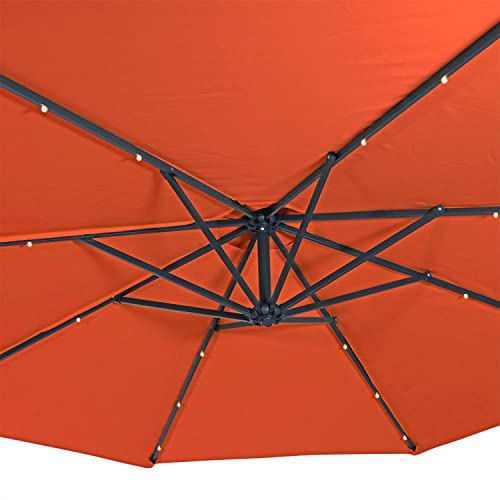 Sunnydaze 10-Foot Offset Cantilever Solar Patio Umbrella - Features Outdoor Led Lights, Crank, And Cross Base - Burnt Orange #TOP6