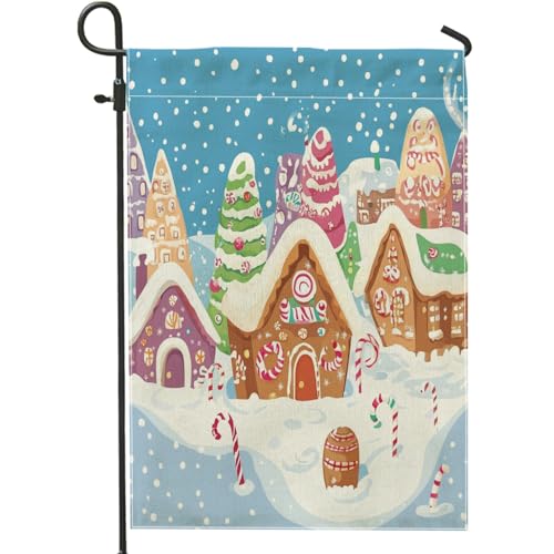 Banderas de jardín de hombre de jengibre de Feliz Navidad de 12 x 18 pulgadas de doble cara para decoración exterior, divertida bandera de lona para patio delantero, bandera de lona para patio trasero