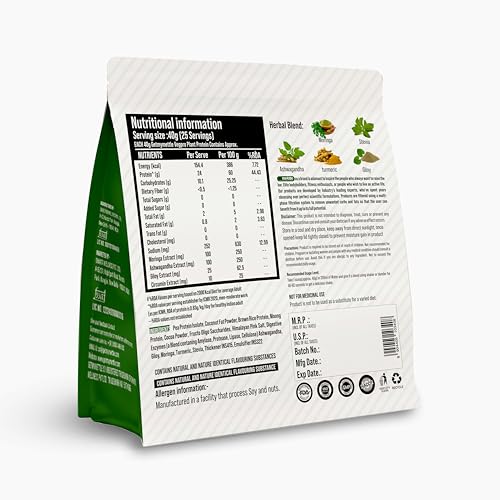 Image of Getmymettle VegPro Vegan Plant Protein Powder | Protein 24g per scoop | Pea Protein Isolate with Digestive Enzyms | Low Carbs (1kg, Chocolate)