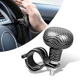 MLY 1 PC Car Steering Wheel Power Ball, Adjustable One-Hand Steering Wheel Spinner Knob, Carbon Fiber Design Steering Power Ball Booster, Universal for Cars, Trucks (Black)