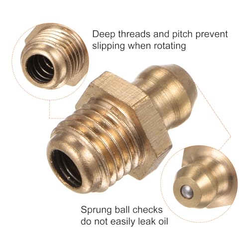 Image of HARFINGTON 15pcs Brass Straight Grease Fitting M8x1mm Metric Thread Hydraulic Grease Nipple Accessories for Car