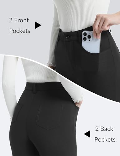 Womens Dress Pants Business Casual Work Pants High Waist Stretchy Trousers Office Flare Slacks with Pockets4