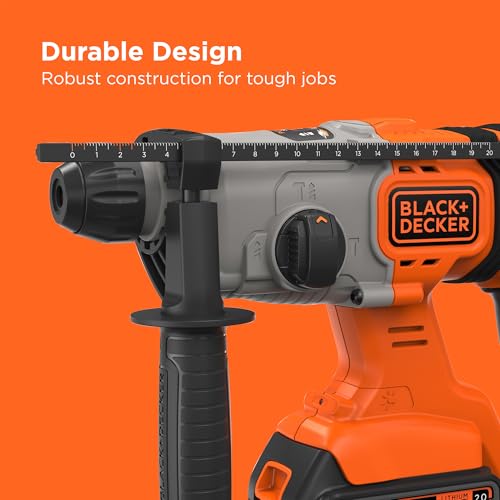 BLACK+DECKER 18V SDS-Plus Hammer Drill, Cordless, 2.0Ah Battery, 1A Cup Charger, Kitbox, BCD900D1K-GB - Image 10