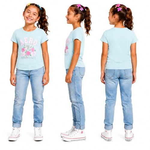 Image of Girls T Shirts - Soft Cotton Blend Short Sleeve Cute Graphic Tees - Classic Crewneck Logo Tee Girls Shirts (Sizes: 7-16)