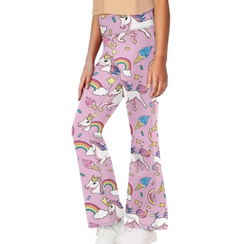 Image of Girls Leggings Floral Print High-Waisted Flared Pants 5-14 Years