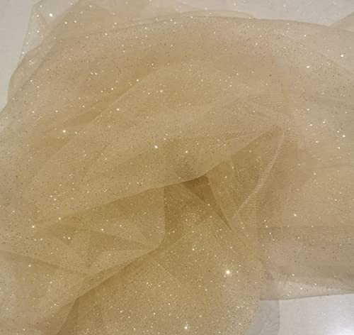 Tela Brillante de The Fabrics - 1 m x 150 cm, Lentejuelas, Encaje de Tul, Accesorios de Boda, para Manualidades, Ropa Hecha a Mano, Vestido de Boda, Decoración