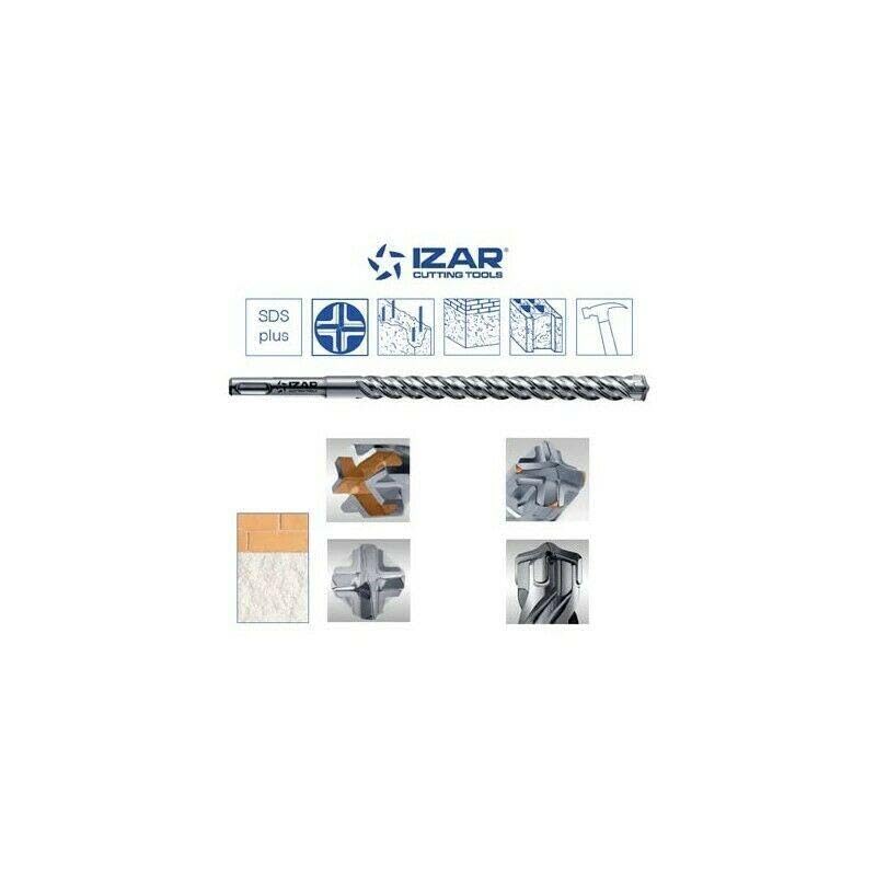 Broca de hormigón SDS+ 4 brocas IZAR – Punta autocentrante de carburo – 5 a 30 mm – Varias longitudes por tamaños (Mecha de hormigón SDS + 4 cabezas de 25 x 450 mm)