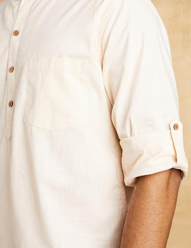 Image of Amazon Brand - Symbol Men's 100% Cotton Solid Short Length Casual Kurta - Regular Fit (Available in Plus Sizes)