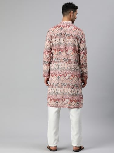 Image of Majestic Man Men's Cotton Blend Regular Fit Casual Ethnic Motifs Abstract Printed Kurta