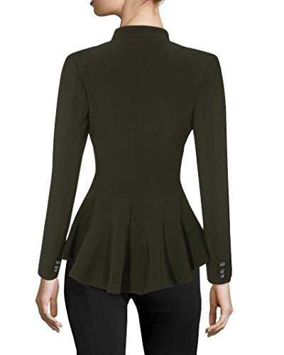 Women Double Notch Lapel Office Blazer Jk43864 1073T Olive Large #TOP2