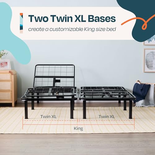 Linenspa Adjustable Bed Frame - Independent Head and Foot Incline - Powerful Quiet Motor - Easy Toolless Assembly - Lounge - Watch TV - Working - Reading - Ergonomic - Electric Bed Base - Queen Size