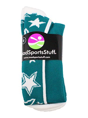 Crazy Socks With Stars Over The Calf Socks (Teal/White, Small) #TOP1