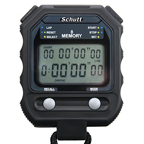 Schütt Stoppuhr PC-71 | Zweizeiliges Display | 8 Memory | Timer & Pacer | Druckpunktmechanik |...