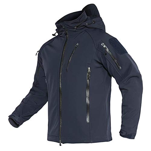 Waterproof Jacket Men Windproof Jacket Rain Jacket Sports Winter Jacket Fleece Lined Jacket Skiing Jacket Snowboard Jacket with Hood Tactical Jackets for Men Navy