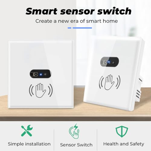 Acmerota Infrarot Bewegungsmelder Lichtschalter Handwellenschalter 8CM Sensorschalter 10A, 90–250V Wandmontage Innenbereich geeignet für Küche, Bad usw. (Neutralleiter erforderlich)