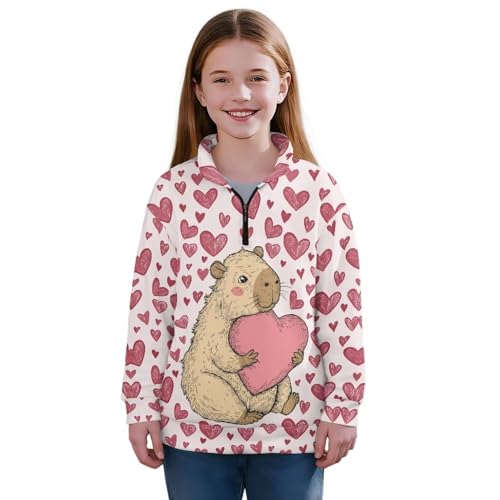 Girls Sweatshirts Quarter Zip Pullover Sweatshirt Long Sleeve Collared Tops Fall Winter Clothes for Teen Girls