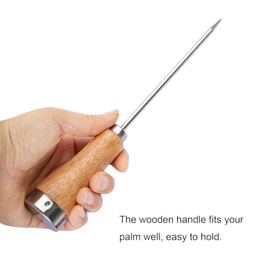 ZLKSKER Wooden Handle Ice Pick, Stainless Steel Blade for Bartenders Chiseling Ice, Freezer Ice Breaking, Pack of 1 - Thumbnail 3