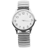 Housoutil Reloj de Pulsera para Hombre Esfera Grande de Color Claro, Cuarzo Resistente al Agua, Números Luminosos, Diseño Clásico y Correa Elástica Cómoda para Uso Diario y Estilo Aleatorio