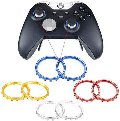 for Xbox One Elite Controller Thumb Stick Metal Aluminum Alloy Chrome Thumbstick 3D Rings (Gold)