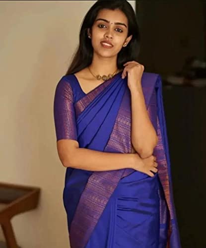 Image of Flosive Women's Present Banarasi Soft Lichi Silk Saree Beautiful Jacquard Rich Pallu Design Work Zari Woven Kanjivaram Silk Style Saree Induja Copper With Soft Lichi Silk Blouse Piece