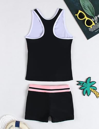 Girls Swimsuit Two Piece Boyshort Tankini Swimwear Summer Beach Rash Guard Bathing Suit Set for 5-15 Years Old Kids2