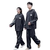 [Formemory] レインコート 上下セット メンズ レディース レインウェア レインスーツ レインポンチョ バイク用 レインジャケット リュック対応 防水 防風 分離型 梅雨対策 アウトドア 釣り 軽量 自転車 通学 通勤 雨具 (ブラック, L)