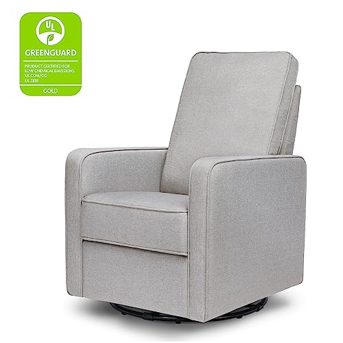 DaVinci Casey Pillowback Swivel Glider in Misty Gray, Greenguard Gold Certified