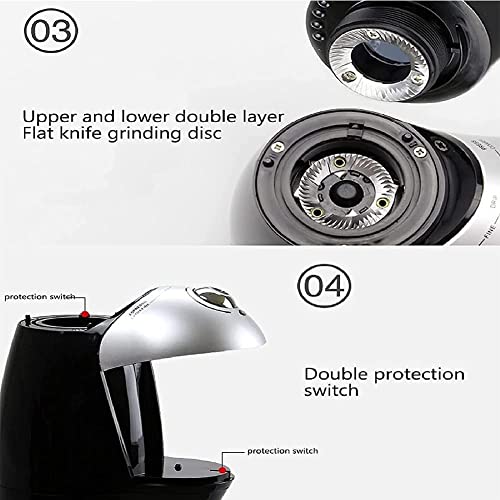 QMJHHW Molinillo De Café Semiautomático Molinillo De Café Eléctrico Molinillo De Café Ajustable De 8 Modos, Disco De… - Imagen 7