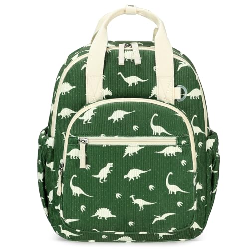 Image of Bluboon Toddler Backpack for Girls Boys 2-4 Cute 12 inch Preschool Kindergarten Backpacks Kids Daycare Bags School Travel (Dinosaur Green Corduroy L, Age 4-8 (15 inch H Fit A4 Folder))