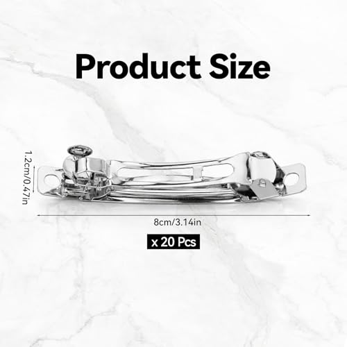 20 piezas de pinzas para el cabello frances en metal plateado de 3 pulgadas miniatura 2