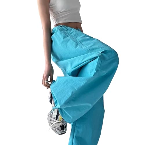 Women's Baggy Cargo Pants Jogger Parachute Elastic Waist Drawstring Wide Leg Casual Streetwear3