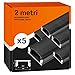 5x Profili da 2 metri (10mt) in Alluminio Nero per Strisce LED Copertura Opaca - larghezza max striscia led 12,4 mm - 17,4 x 7