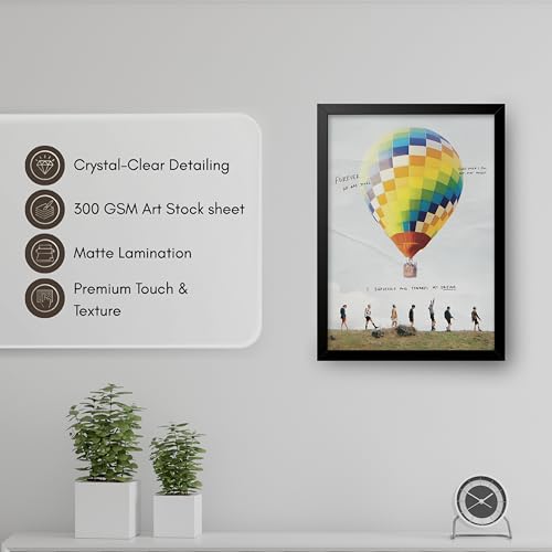 Image of Seagull Store BTS Young Forever Hot Air Balloon Framed Poster | 8x12 Inch | 300 GSM Art Paper | Matte Laminated | Black Frame | Ready to Hang Wall Decor for Bedroom & Office