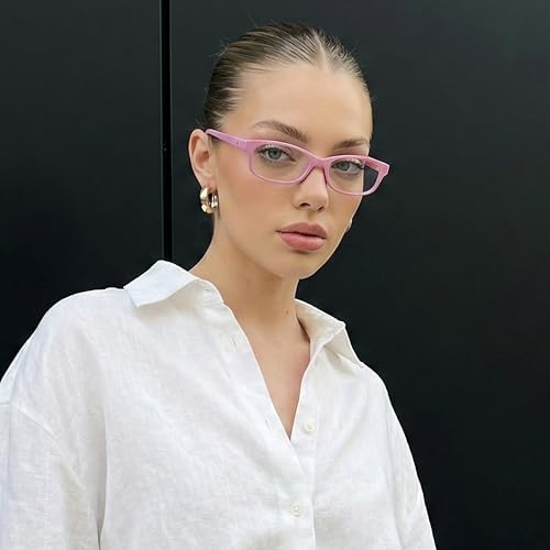 Image of DreamCalf Trendy Fake Glasses Small Rectangle Y2K Eyewear with Anti Blue Light for Women's Cosplay and Daily Style