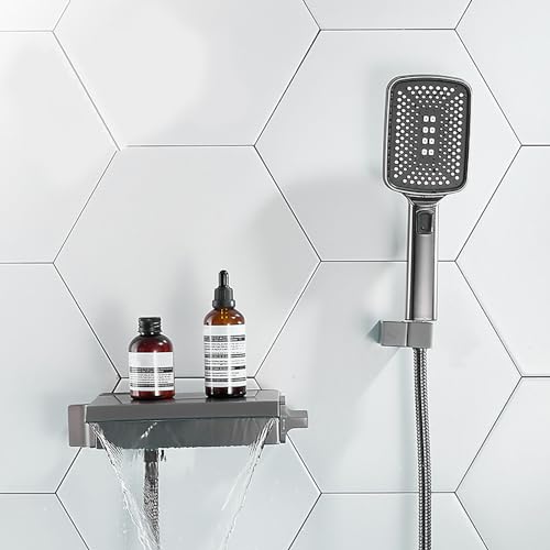 Robinet cascade baignoire résistant au calcaire avec mitigeur de douche gris mat - 7