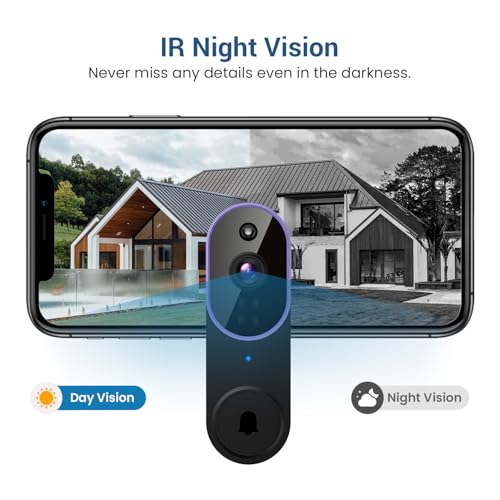 Guggre 1080P Wireless Video Doorbell Camera, AI Human Detection, Cloud Storage, Two-Way Audio, 2.4GHz Wi-Fi Support, Real-Time Alerts, Easy Installation, Night Vision (Purple) - Thumbnail 5