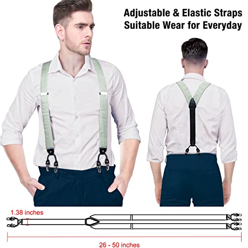 Image of DiBanGu Paisley Bow Tie and Supenders for Men Tuxedo Heavy Duty 6 Clips Suspender Adjustable Y-Shape Mens Trouser Braces