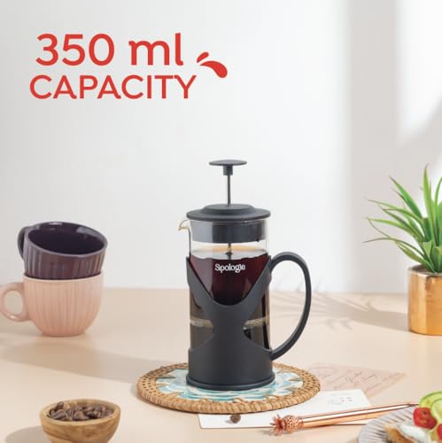 Image of Sipologie Classic French Press Coffee Maker with 4-Level Filtration and Premium Heat Resistant Borosilicate Glass - Compact and Durable Filter Coffee Maker, Tea Maker - 350ml Coffee Press