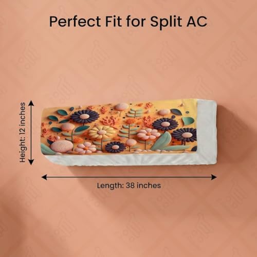 Image of Split AC Cover 1 ton, 1.5 ton to 2 Ton |Designer Digital Print Indoor AC Dust Cover | Stretchable Lycra Fabric | 38x12x9 Inch | Washable Polyester AC Indoor Unit Cover | Dust Dirt Resistant