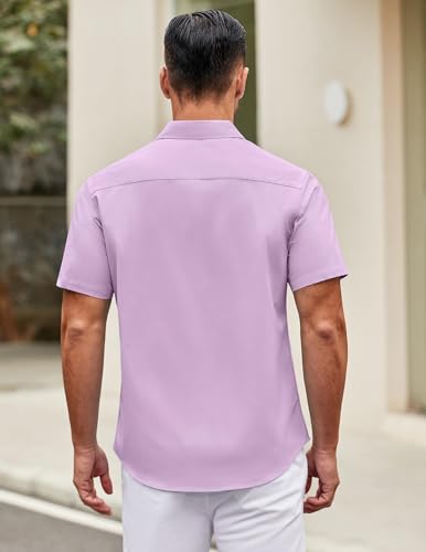 Image of COOFANDY Mens Short Sleeve Casual Button Down Shirts Summer Untucked Dress Shirts with Pocket