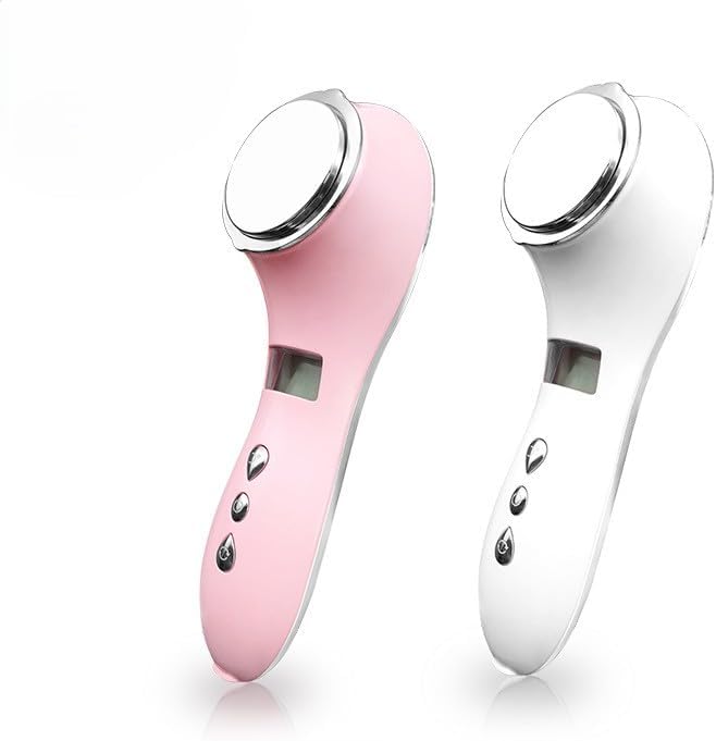 Hot & Cold Facial Massager, Negative Ion Skin Care Device for Deep Cleansing & Serum Import, Rechargeable Beauty Instrument (Pink)